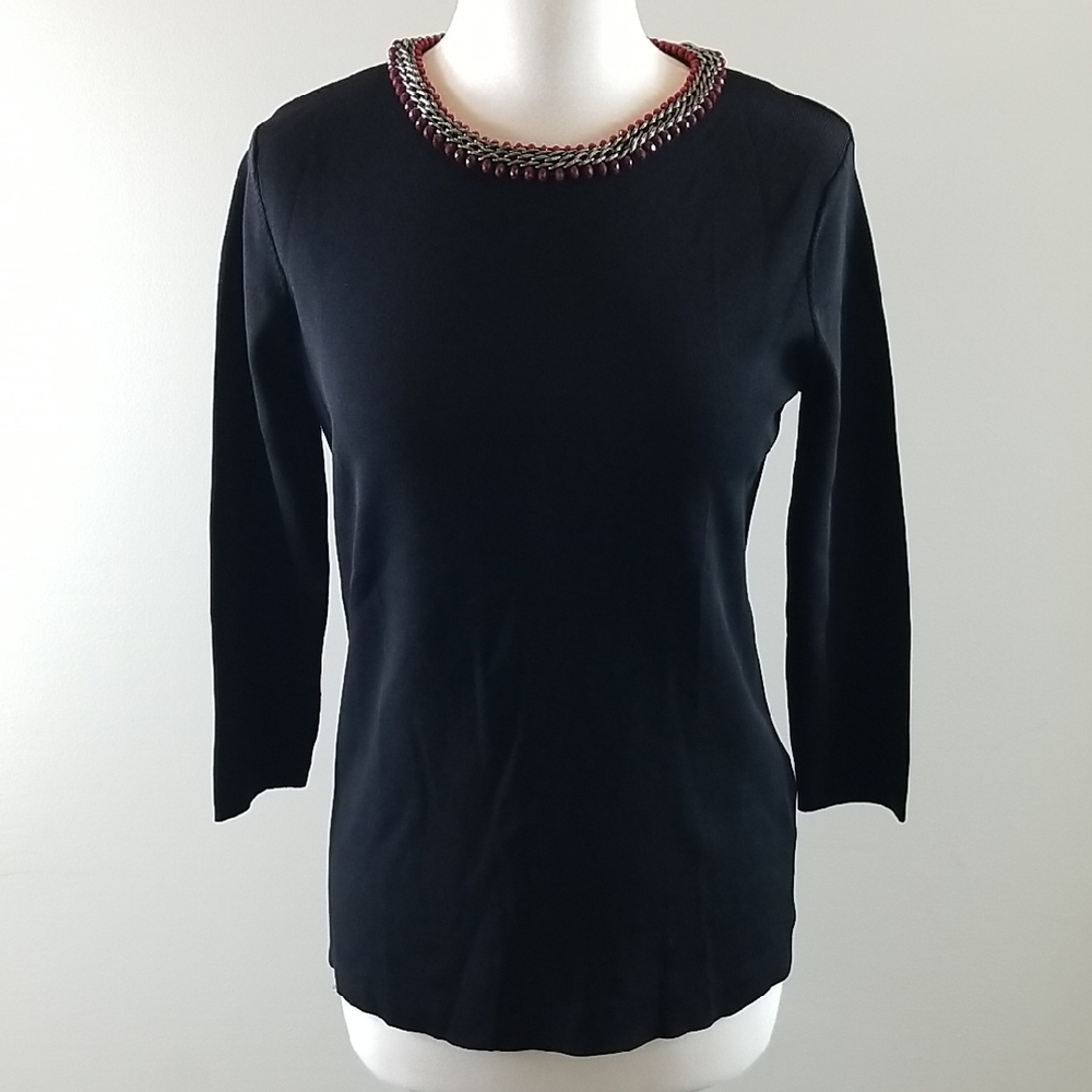 Zara Knit Chain and Bead Embellished Top